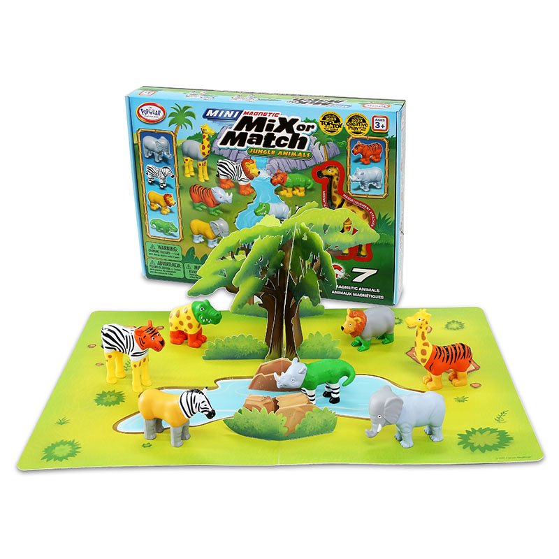 Mini Magnetic Mix or Match Jungle Animals w Pop-up Playmat